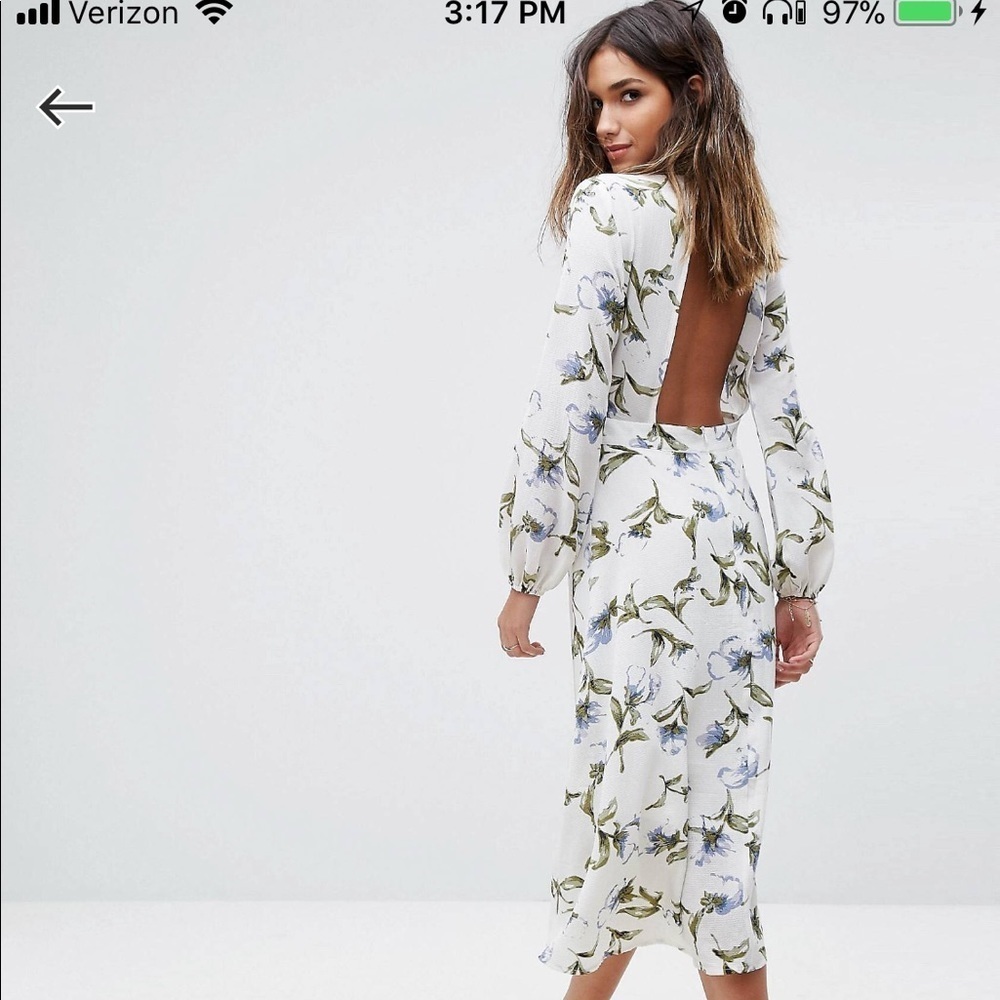 Lace trim open back midi dress